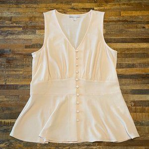 CHELSEA28 l Soft Pink Neutral Feminine Sleeveless Button Down Top l Size Medium